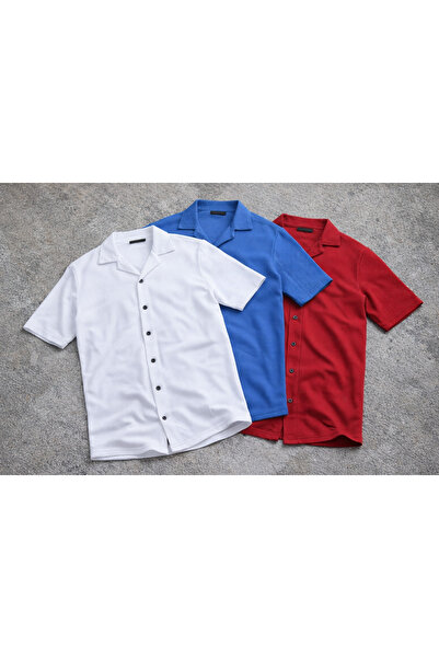 OTAKU Premium 3-Piece Economical Set Waffle Pattern Men's Shirts – Summer, Co...