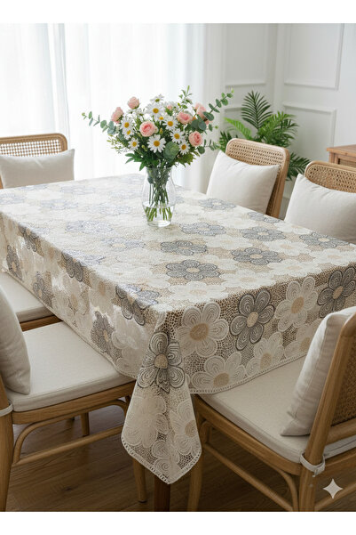 Blue Home Tablecloth with Pvc Lace Appearance, Easy to Clean, Non-Slip, Liqui...
