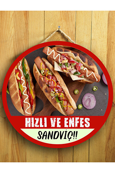 Mayeka Drveni znak za vrata u obliku hot doga za kafiće, restorane, sendvičer...