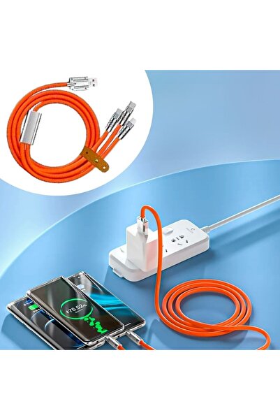 TakÇalıştır TKCYT 3 Şarj Aleti 1 Arada Çinko Alaşım Hızlı Şarj Kablosu Turuncu