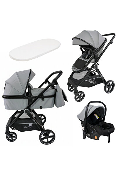Kidizi Multifunctional 3-in-1 convertible stroller Moveo gray, includes car s...