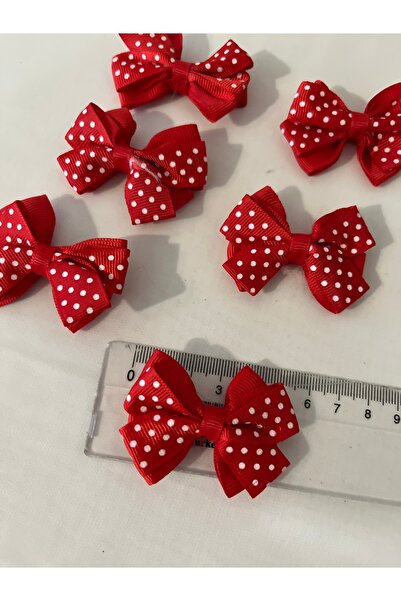 partici dükkanı Two Layers Grogen Ready-Made Bow Ribbon - Red Color-6X4Cm-10P...