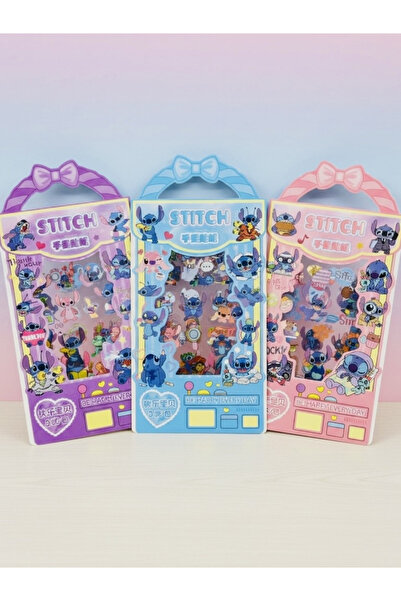 ÖZ OFİS Stitch Şeffaf Çantalı Sticker Seti 3 Paket 9 Sayfa