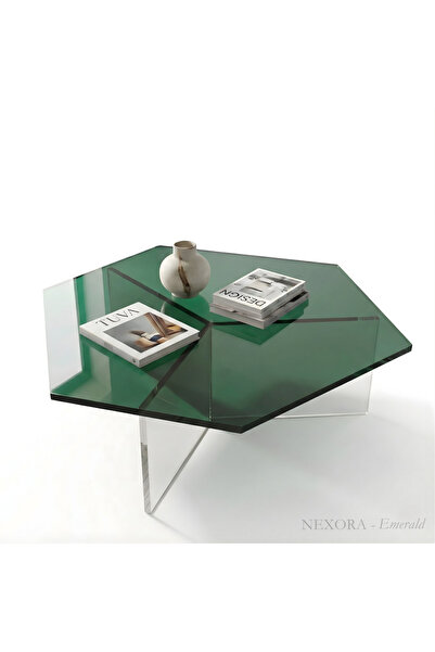 TUVA NEXORA | Transparan Pleksi Altıgen Tasarım Avangard Orta Sehpa | Premium...