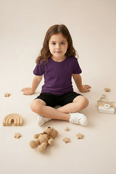 SPORTİVEA 100% Cotton Girl's T-Shirt\T-Shirt 100% Cotton Shorts in One Set