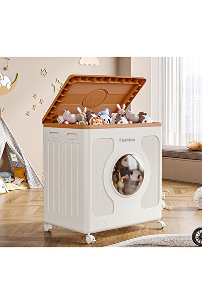 Generic Foldable Plastic Storage Cabinet with Wheels and Transparent Door–Whi...