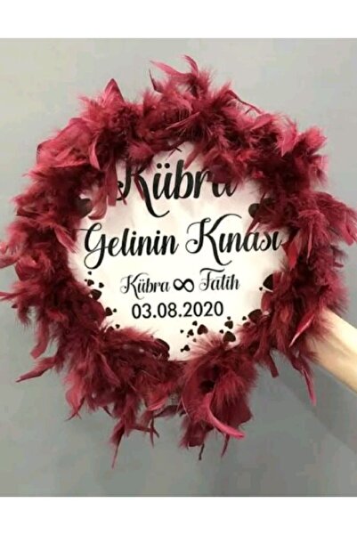 Rüyam Gelin Kınası - Kişiye Özel Renkli Tüylü Tef - İsimli&Tarihli Kına Geces...