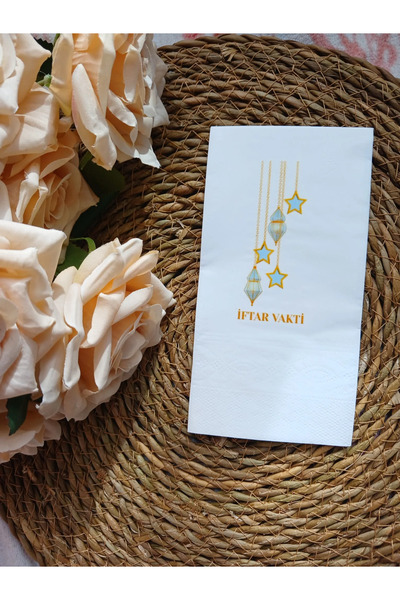 Bymarydesing مناديل طاولة منقوشة بتصميم رمضان |   مناديل العرض التقديمي 12 قطعة