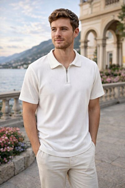 KONSEPT35 Мъжка тениска с цип от османска тъкан