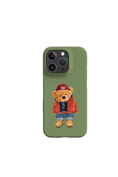 KaffCase حافظة إطلاق مطبوعة على شكل دب تيدي متوافقة مع آيفون 16 برو