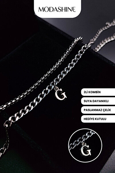 ModaShineShop 2’li Kombin G Harfli Paslanmaz Çelik Bileklik – Sevgiliye Kişiy...