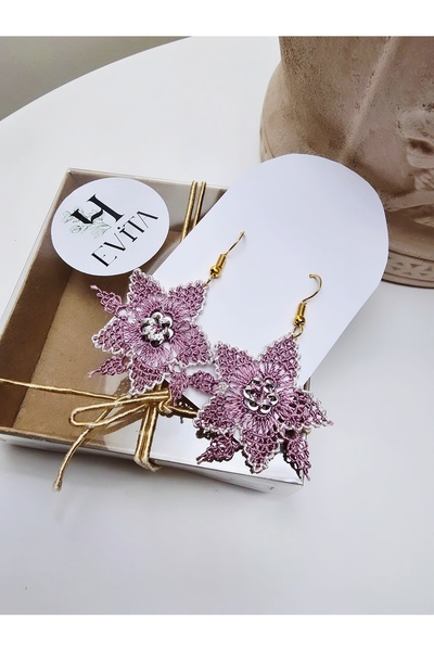 Evita İğne oyası küpe el emeği takı