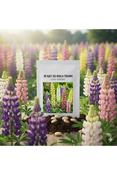 Bade Shop 50 Adet Acı Bakla Tohumu - Lupin Çiçeği Tohumu Karışık Renk (Lupinus)