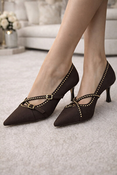 Firibu حذاء نسائي بكعب ستيليتو كلاسيكي من جلد التمساح بلون نيود للمناسبات الخ...