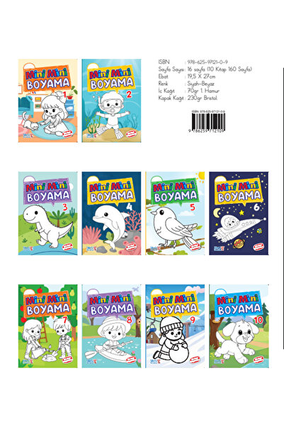 Yuva Yayınları Boyama Kitabı 10 kitap ( 10 KİTAP 160 SAYFA ) A4 Boy
