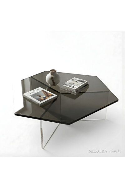 TUVA NEXORA | Transparan Pleksi Altıgen Tasarım Avangard Orta Sehpa | Premium...