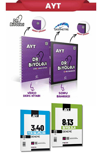 Oksijen Yayınları DR.BİYOLOJİ AYT SORU BANKASI&VİDEO DERS KİTABI SET + 2 Fasi...