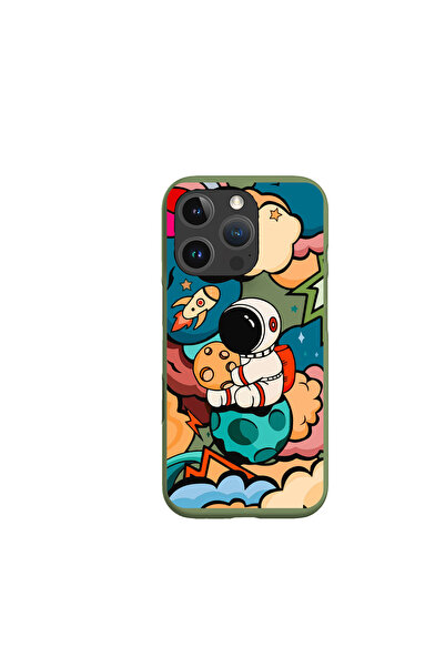 KaffCase حافظة هاتف مطبوعة بتصميم Astronaut 3 متوافقة مع آيفون 16 برو