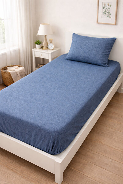 Gizo Home Single Size Rubberized Sheet Set Petrol Blue