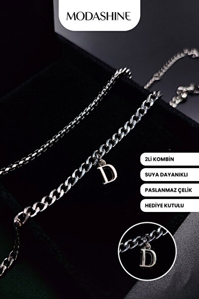 ModaShineShop 2’li Kombin D Harfli Paslanmaz Çelik Bileklik – Sevgiliye Kişiy...