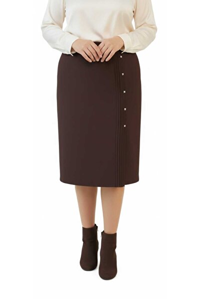 Butik Fusta scurtă din țesătură portorică, cu detaliu de piatră, căptușită