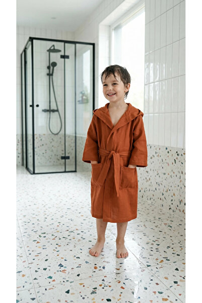 Vintero Home 100% Cotton Muslin Hooded Children's Bathrobe