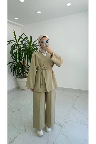 zem moda Belt-Detailed Hijab Two-Piece Set