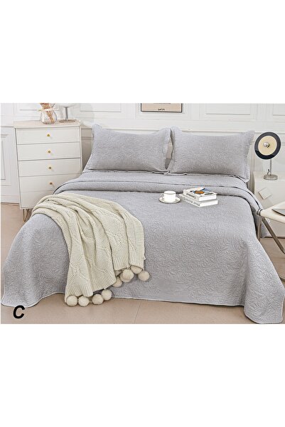 Truva Home Quilted Cotton and Satin Bedspread - 3-Piece Set with Pillowcases,...