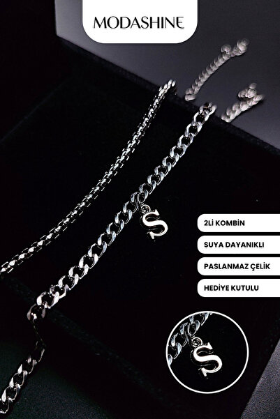 ModaShineShop 2’li Kombin S Harfli Paslanmaz Çelik Bileklik – Sevgiliye Kişiy...