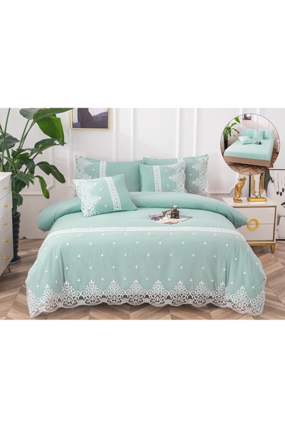 Truva Home Bed Linen Set, 6 Pieces - 180x200 cm, Fitted Sheet