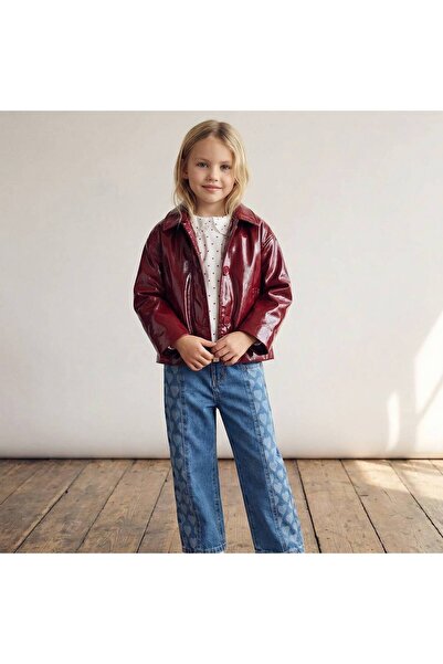 Teeny Weeny Kids Kız Çocuk Parlak Deri Ceket