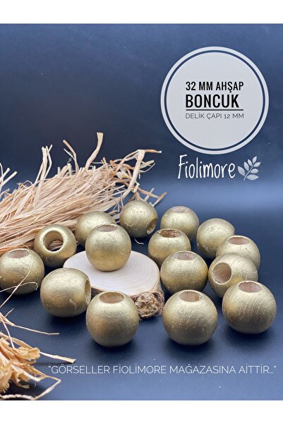 Fiolimore 5 Pcs 32 mm Gold Yellow Wooden Beads Round Macrame Bag Design Board...