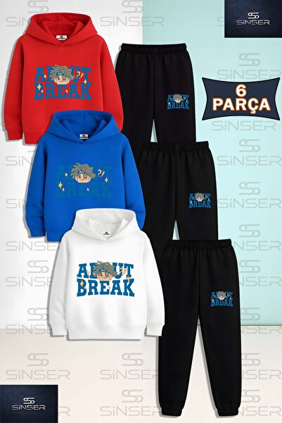 SS SİNSER Children's Unisex Adt Break Anime Children's 3-Piece Hooded Tracksu...