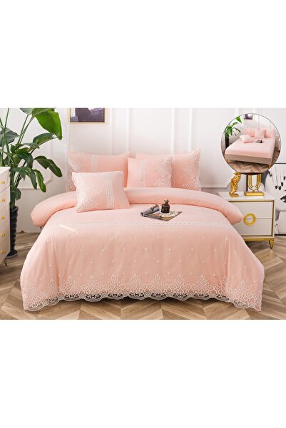 Truva Home Bed Linen Set, 6 Pieces - 180x200 cm, Fitted Sheet