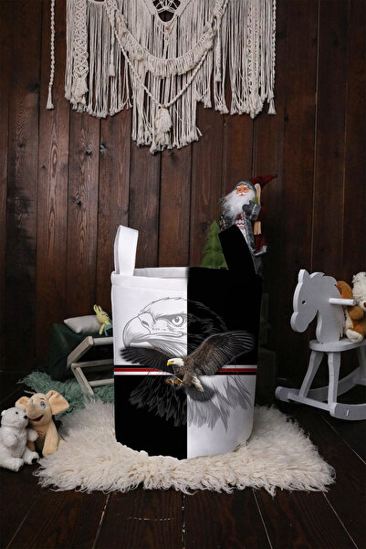 BelezaHome Children's and Baby's Room Toy Basket White Black Eagle Patterned ...