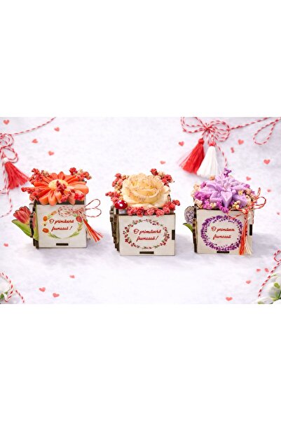 OEM Set of 3 handmade floral arrangements made of scented soy wax, March 1-8.