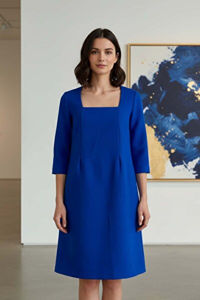 yb yağmur butik Рокля с квадратна яка от пашмина