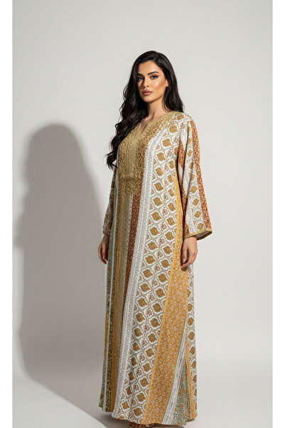 Moda Line جلابية ملونه يومية بتطريز على الياقه