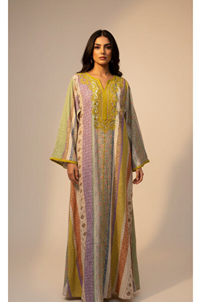 Moda Line Colorful everyday jalabiya with embroidery on the collar