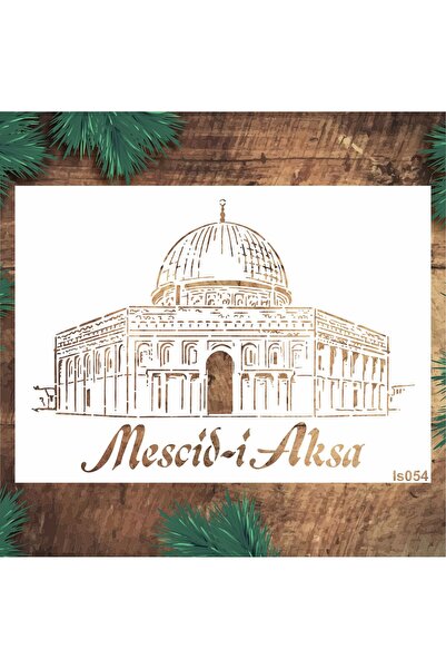 STENCİLTASARIM Stencil Tasarım IS054 Mescid-i Aksa İslami Stencil Duvar, Ahşa...