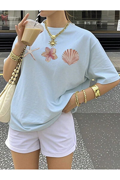 COHERENT تي شيرت قطني كبير الحجم مطبوع عليه تصميم SEAFOX للجنسين من DENİZKAP