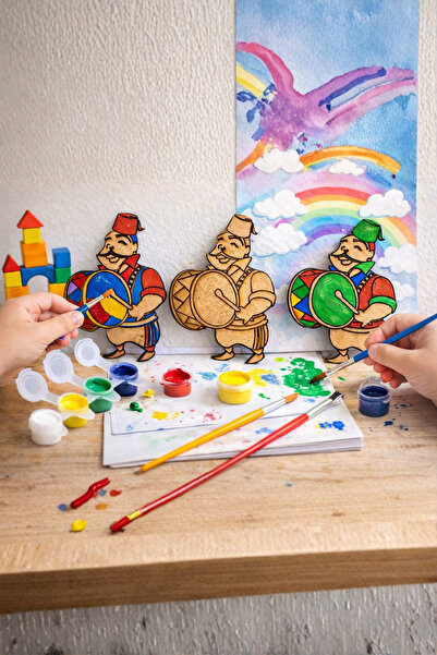 PİNK DESİGN KİTCHEN 30 Adet Ahşap Boyama Ramazan Davulcusu 10 takım Okul Diy ...