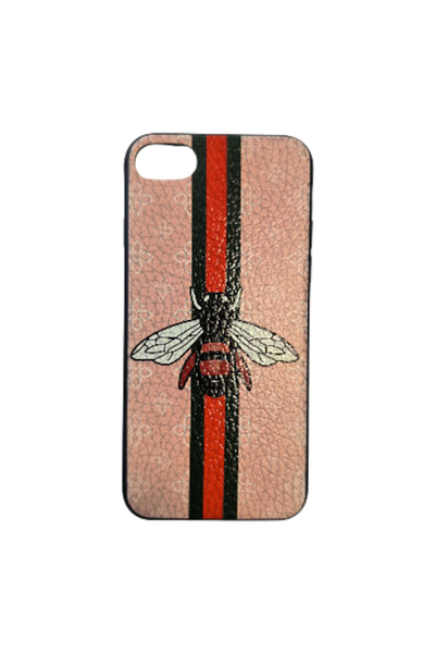 OEM Carcasă compatibilă cu iPhone 7, silicon în relief, design cu albină, roz