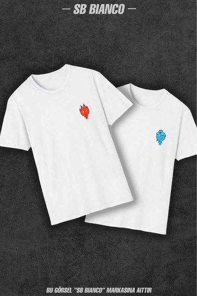 SB BİANCO Fire & Water Love Design Valentine's Day Custom Unisex T-Shirt