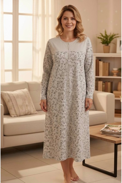 LİMİSSİ Women's 100% Cotton Modal Fabric Plus Size Home Dress
