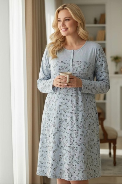 LİMİSSİ Women's 100% Cotton Modal Fabric Plus Size Home Dress