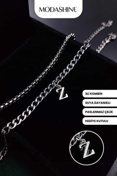 ModaShineShop 2’li Kombin Z Harfli Paslanmaz Çelik Bileklik – Sevgiliye Kişiy...