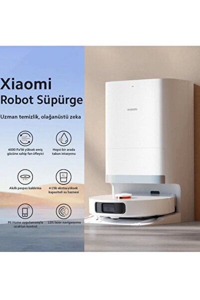 Xiaomi 6000 Pa Emiş Gücü ve Çift Döner Paspaslı Tam Otonom Robot Süpürge Kend...