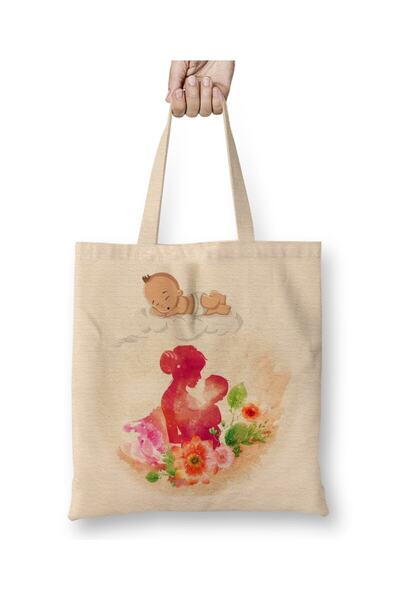 Toyaso Δώρο για τη γιορτή της μητέρας 012 Λευκή υφασμάτινη τσάντα με μακριά λ...