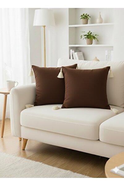 SEVHOME CONCEPT 2-Pack Cotton Linen Throw Pillow Covers 40X40 cm with Tassels